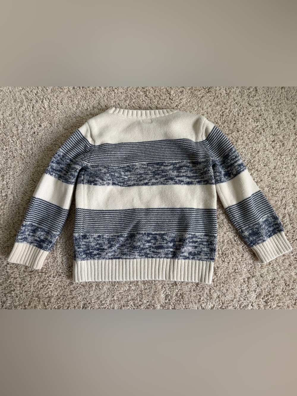 Baby GAP 2T Cream and Navy Striped Crew Neck Sweater 100% Cotton - Picture 6 of 10